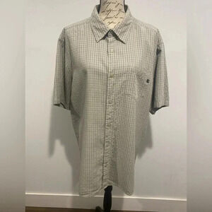 Marmot Eldridge Short Sleeve Button Up Soft Hiking Shirt. Oatmeal/brown size XXL